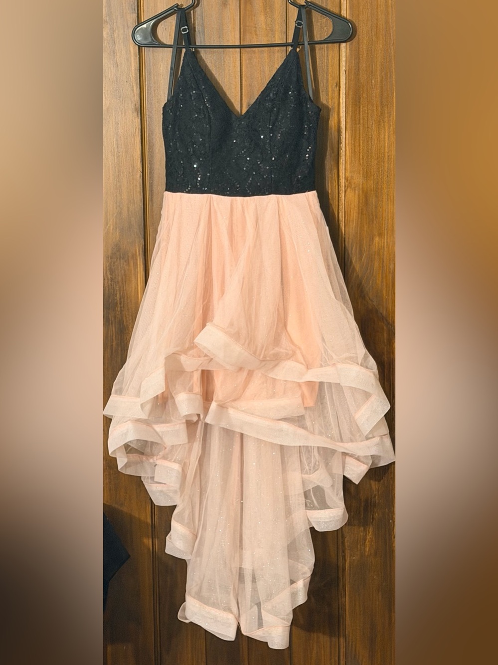 BlackSequin and blush pink ruffles